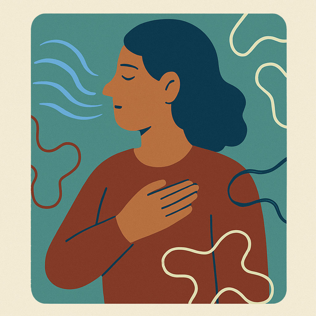 Yellow-toned figure with an upright, alarmed stance and concentric red ripple patterns in the chest, symbolizing high sensitivity and overreactivity